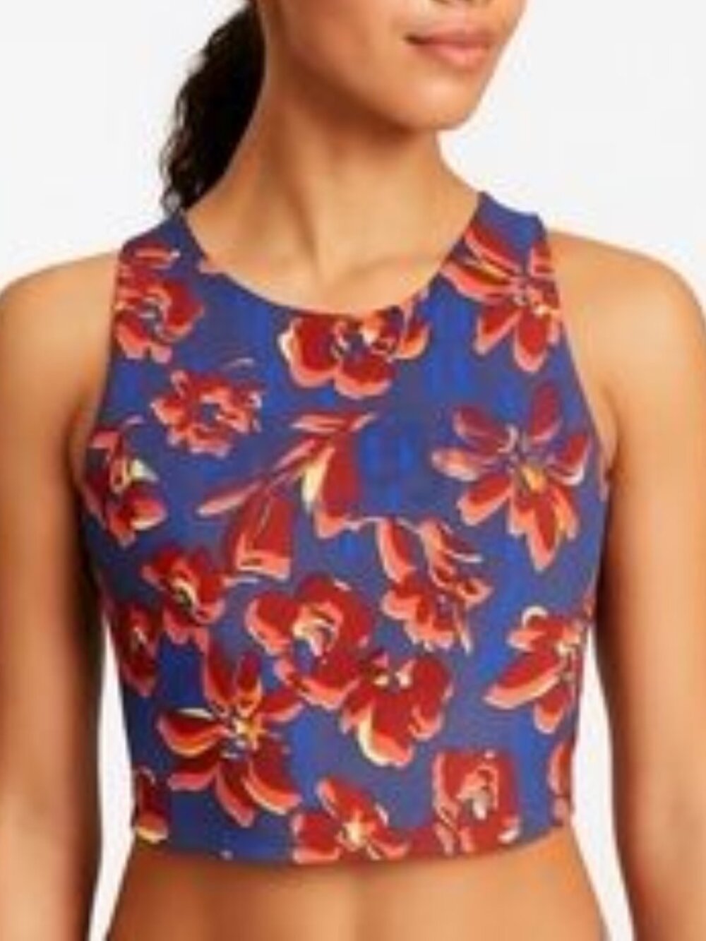 Athleta Conscious Crop Bra in Blue Floral Combo